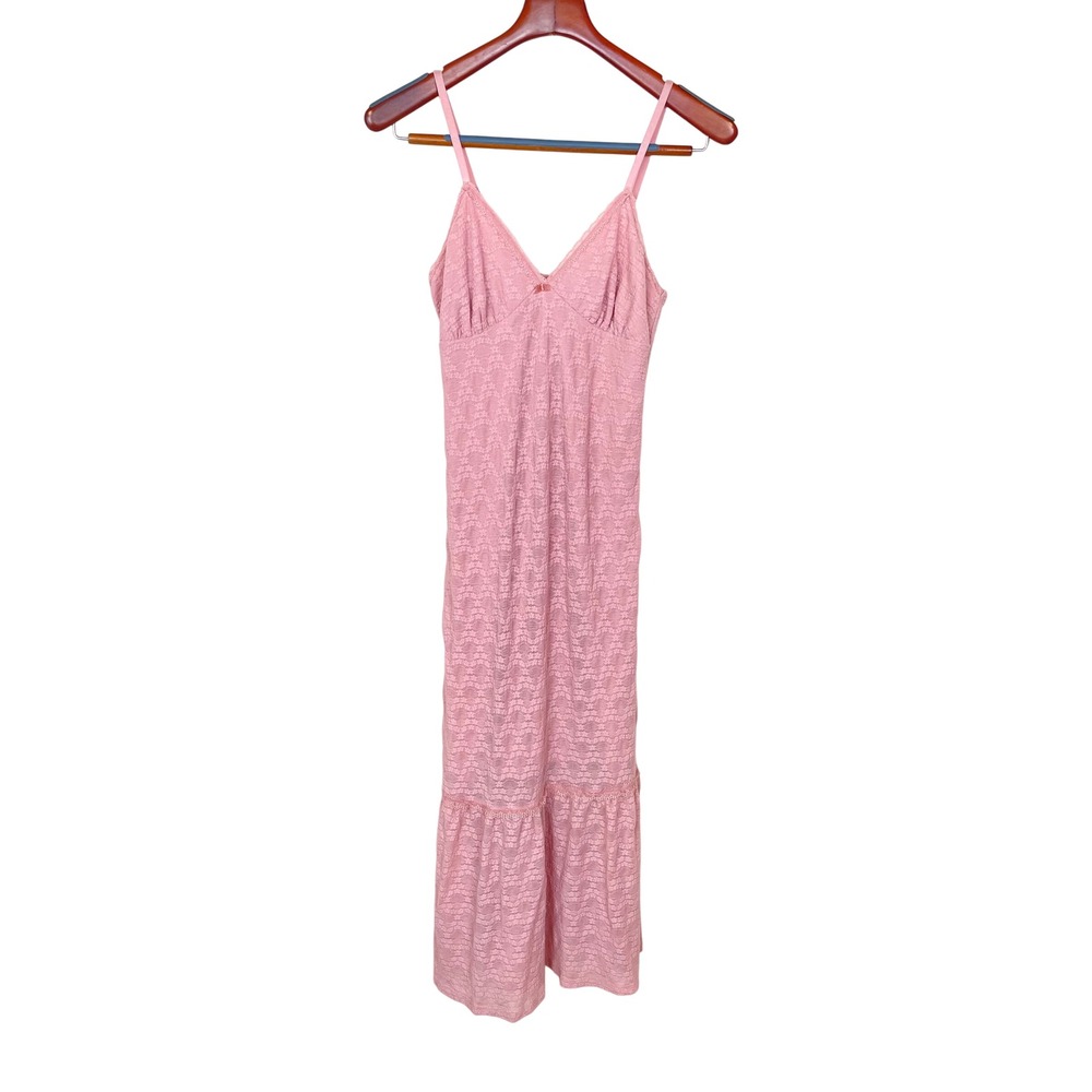 Y2K 90s Dress Sz M Slip Lace Fairy Babydoll Coquette Cottage Maxi Sleeveless